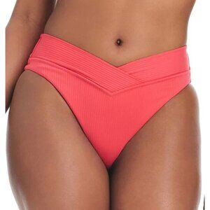 Bar III Women's V-Waist High-Leg Bikini Bottom Bright Rose Size Medium NWT